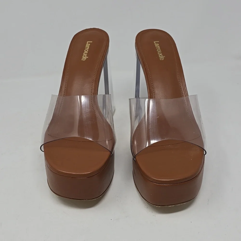 Larroude Dolly Lucite Vinyl Platform Women's Mules - Picture 2 of 8